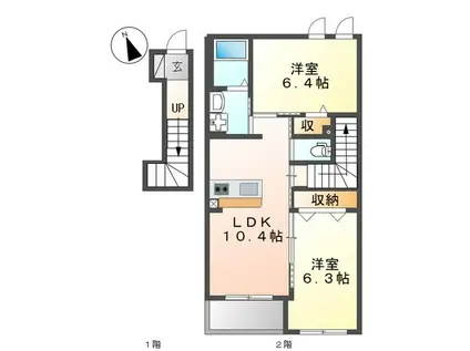 イデアル(2LDK/2階)の間取り写真