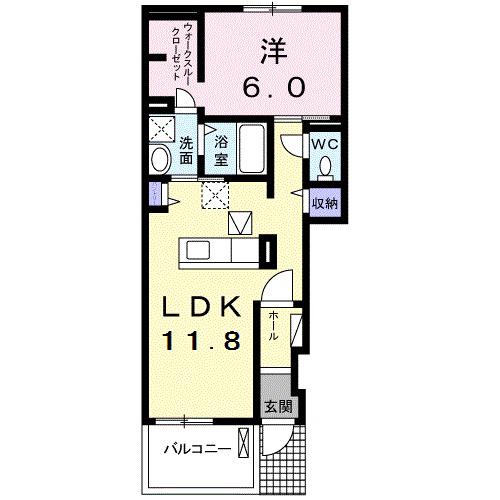 SOLANA(1LDK/1階)の間取り写真