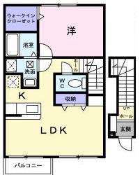 ザイテベルクⅡ(1LDK/2階)の間取り写真