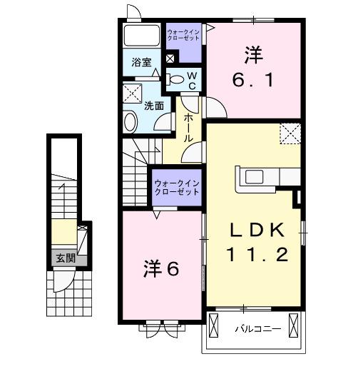 グローヴⅢ(2LDK/2階)の間取り写真