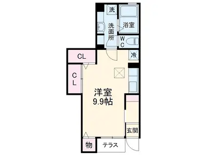 サントル ヴィラージュⅡ(ワンルーム/1階)の間取り写真