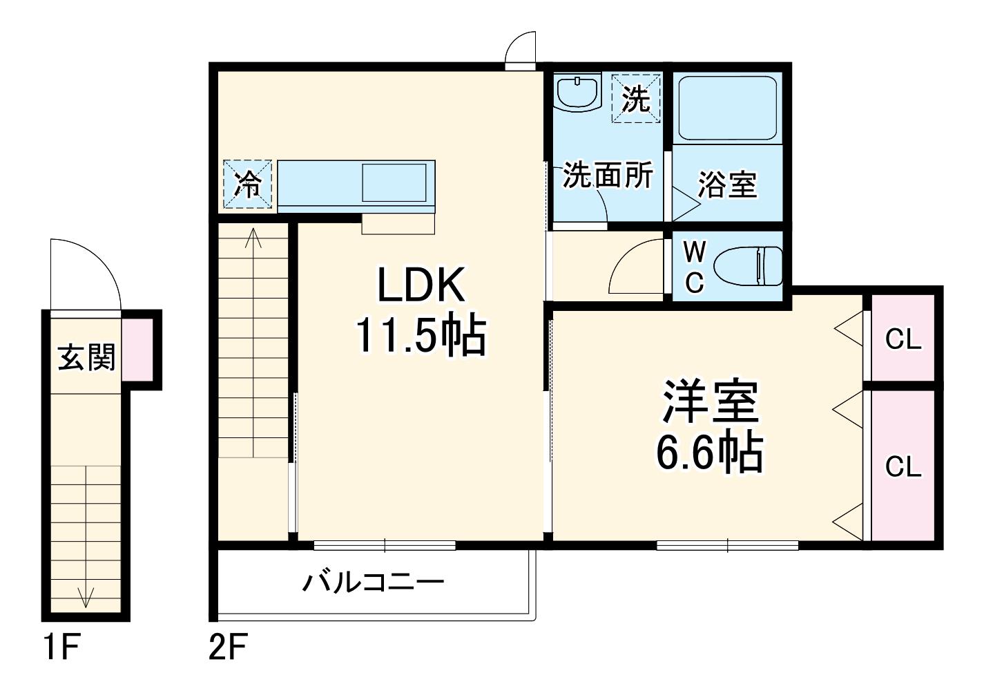 チェーロ(1LDK/2階)の間取り写真