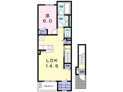 ティック リジェ翔Ⅲ(1LDK/2階)の間取り写真