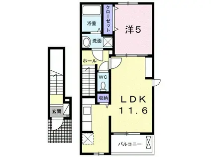 キャピタルA棟(1LDK/2階)の間取り写真