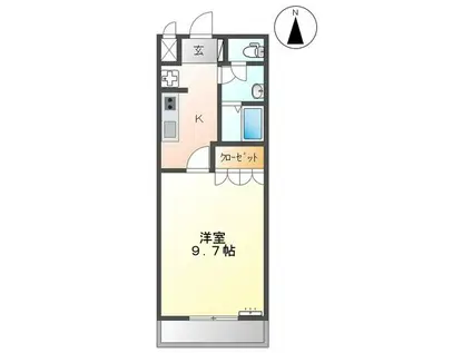 グリーンパークD(1K/1階)の間取り写真