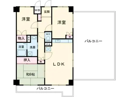 ハイラーク上大岡(3LDK/9階)の間取り写真