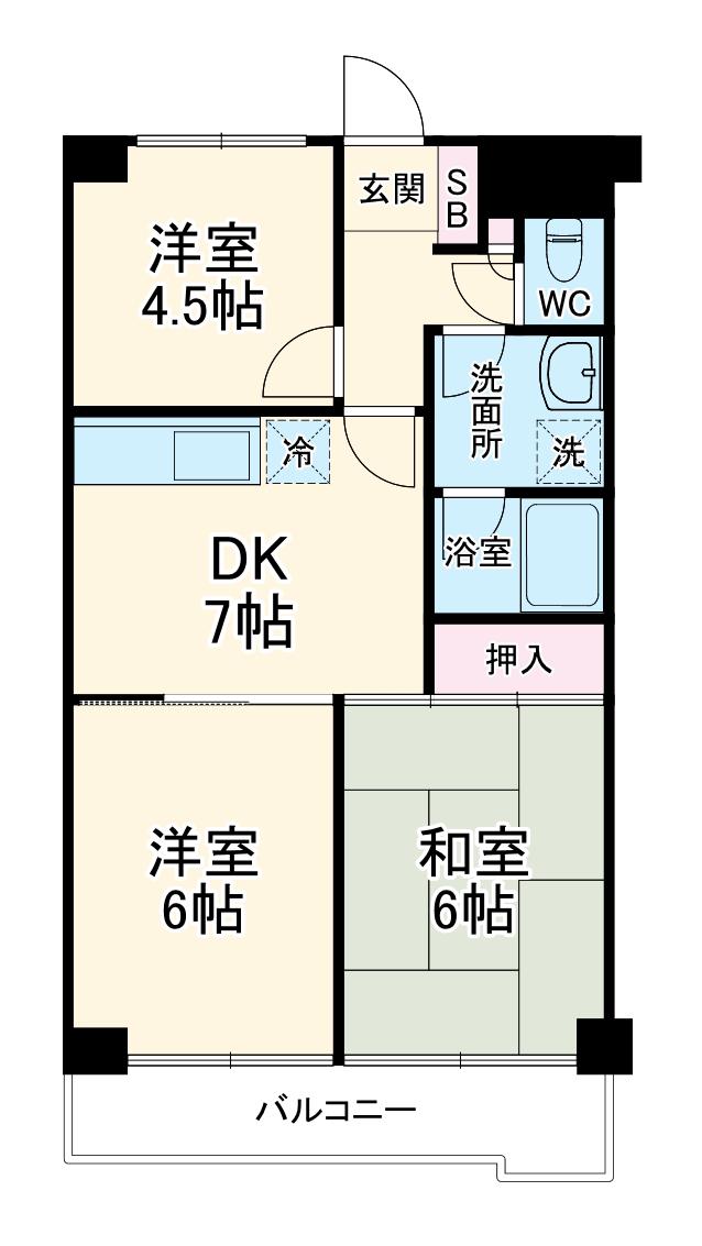 LAZ KONANDAI(3DK/1階)の間取り写真