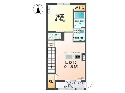 ユーパークウーノ(1LDK/2階)の間取り写真