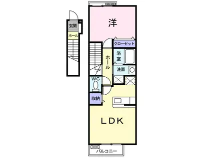 インペリアル ボヌール(1LDK/2階)の間取り写真