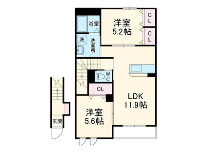 ベル・グランディ(2LDK/2階)の間取り写真