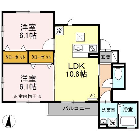 ラマージュⅥ(2LDK/1階)の間取り写真