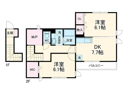 ラマージュⅥ(2DK/2階)の間取り写真