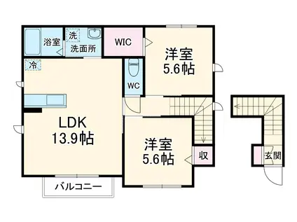 シャルムⅠ(2LDK/2階)の間取り写真