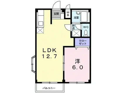 MEZON YOU(1LDK/2階)の間取り写真