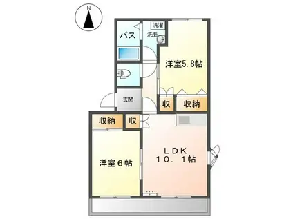 ヴィンテージ1(2LDK/1階)の間取り写真