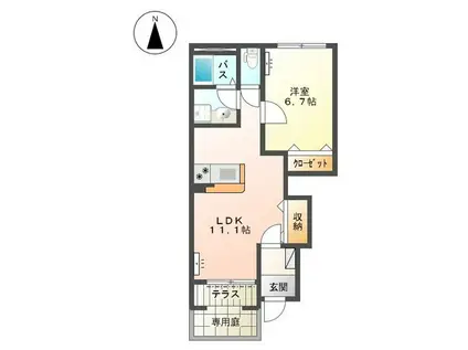 メゾン ラ ティーダ(1LDK/1階)の間取り写真