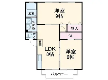 ブルーメゾンA(2DK/1階)の間取り写真