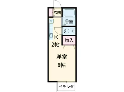 ウェルネス横浜(1K/2階)の間取り写真