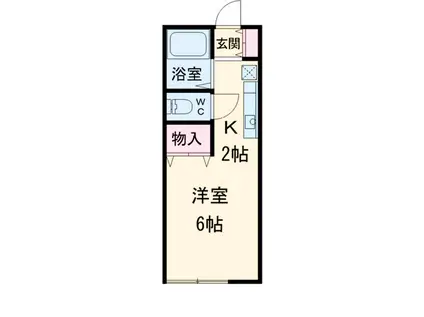 ウェルネス横浜(1K/2階)の間取り写真