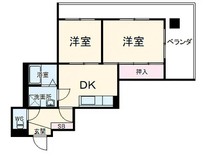 ヒューマンレジデンスⅡ(2DK/4階)の間取り写真
