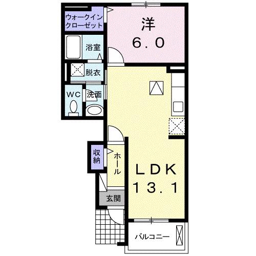 CRANE(1LDK/1階)の間取り写真