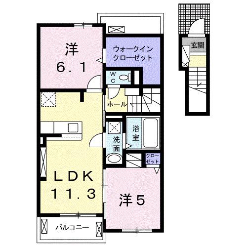 RKハイムA(2LDK/2階)の間取り写真