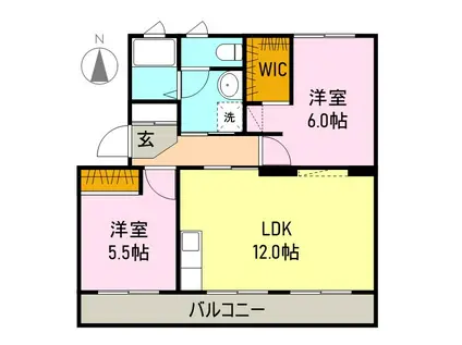 AIRLIX松岡 A(2LDK/1階)の間取り写真