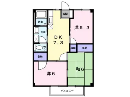 シェルブール(3DK/1階)の間取り写真