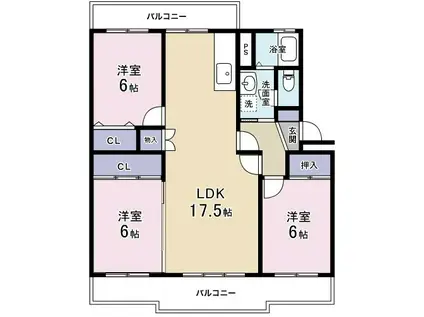 VPマンションⅠ(3LDK/3階)の間取り写真