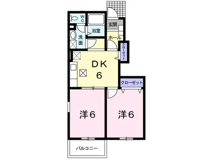 シャン・ド・フルールⅧ(2DK/1階)の間取り写真