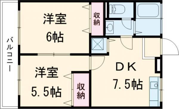 新宿マンション(2DK/1階)の間取り写真
