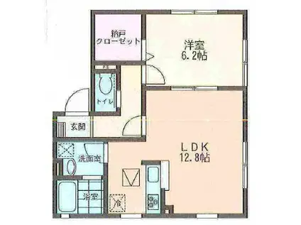 ウィンディアC(1LDK/2階)の間取り写真