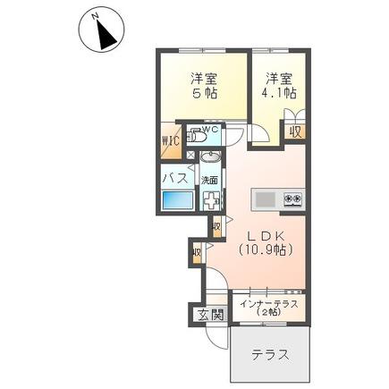 カンタービレ(2LDK/1階)の間取り写真