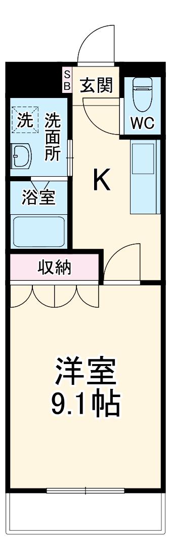 ストロベリーフィールド(1K/3階)の間取り写真
