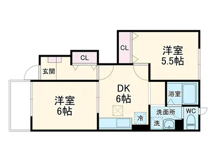 ARKADIA舞阪B(2DK/1階)の間取り写真