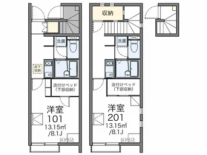 レオネクストピクシス福田Ⅱ(1K/2階)の間取り写真