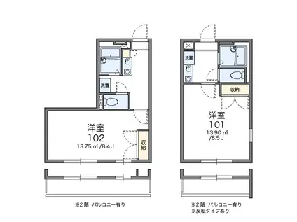 レオパレスひまわり(1K/1階)の間取り写真