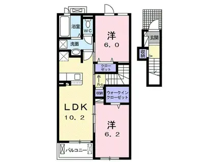 GREENWICH(2LDK/2階)の間取り写真