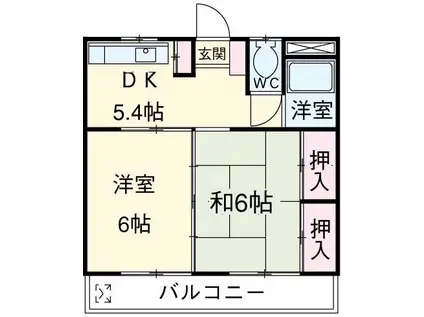田口ビル(2DK/3階)の間取り写真
