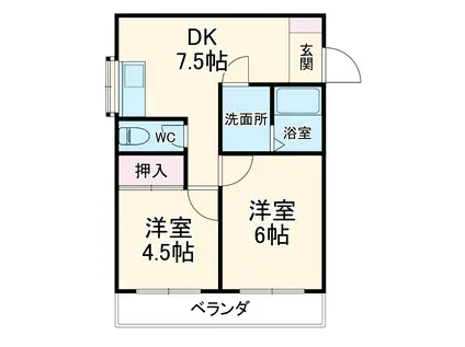 ケイエムハイム(2DK/1階)の間取り写真