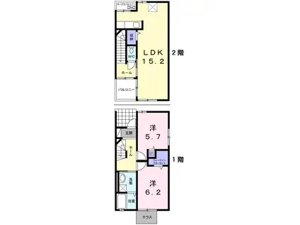 メゾン・ド・ビューⅡ(2LDK/1階)の間取り写真