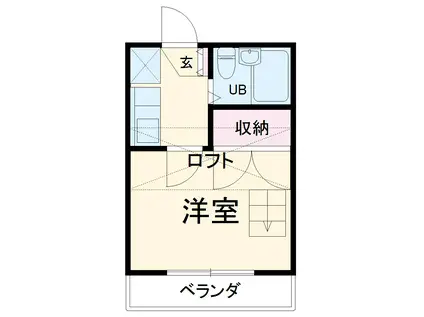 フレックスⅢ(1K/1階)の間取り写真