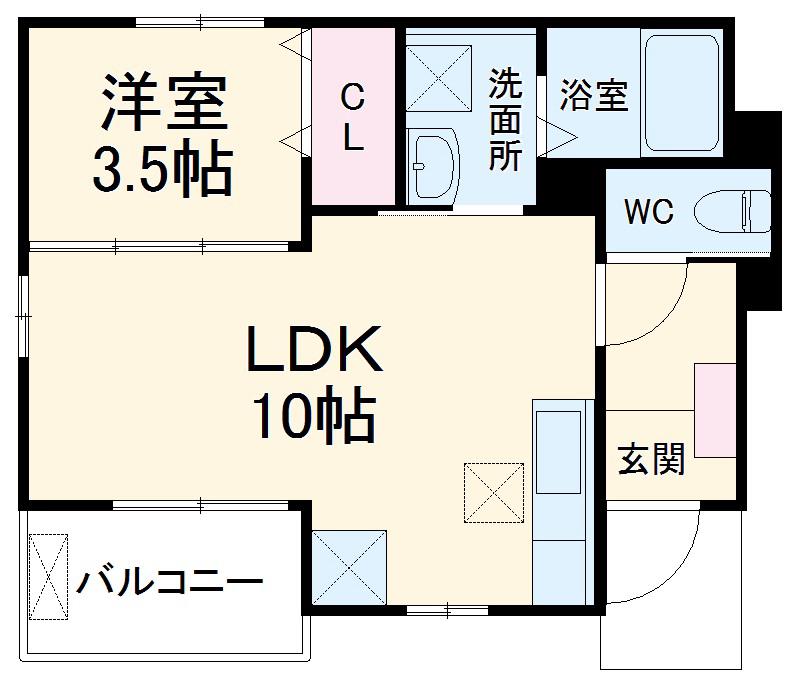 プリムラⅠ(1LDK/1階)の間取り写真