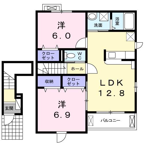 クレシア C(2LDK/2階)の間取り写真