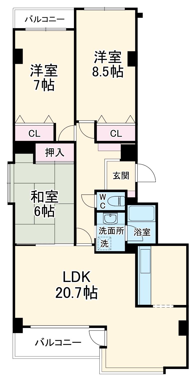 コンフォーレ船橋(3LDK/2階)の間取り写真