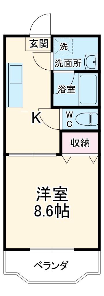 ベルコリーヌ(1K/3階)の間取り写真