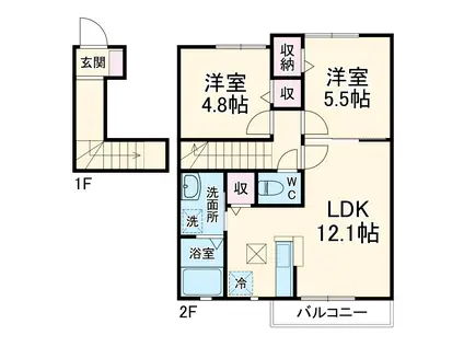 ブロッサム(2LDK/2階)の間取り写真