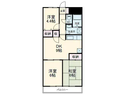 サクシード(3DK/5階)の間取り写真