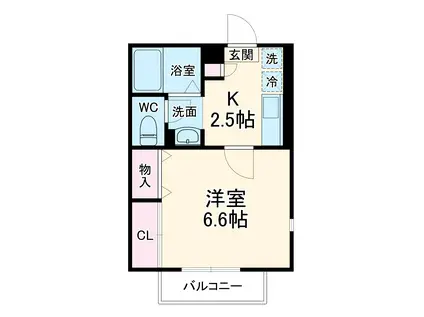 西大口デザインコートⅢ(1K/2階)の間取り写真