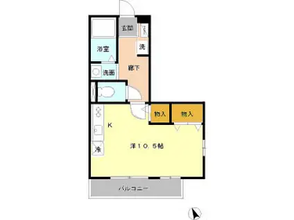 エスポワール1(1K/1階)の間取り写真